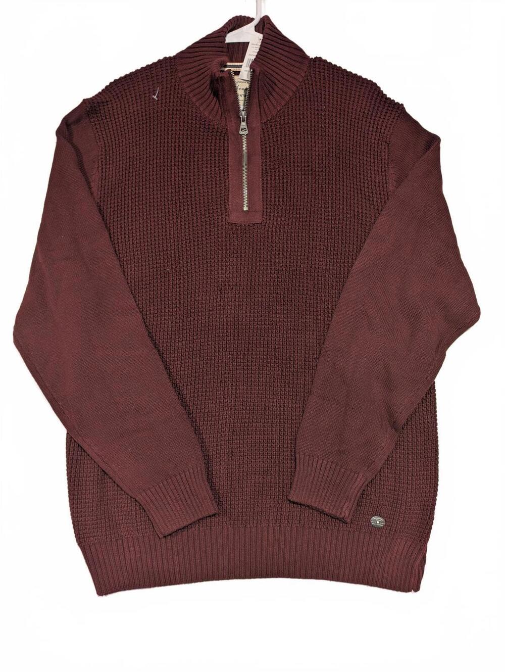 Weatherproof Vintage Burgundy 1/4 Zip Sweater Holiday Pullover Mens Large